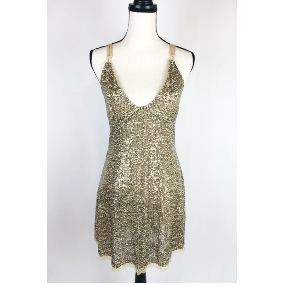 SOLD Free People x Intimately Gold Rush Mini Slip Dress - Picture 2 of 9